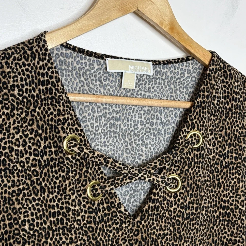 Michael Kors Leopard Print Sleeveless Tank Top Womens Size L Vacation Travel